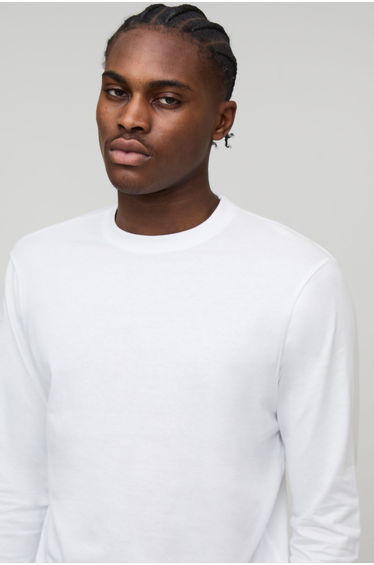 Basic Long Sleeve Regular Fit Crew Neck T-shirt - white
