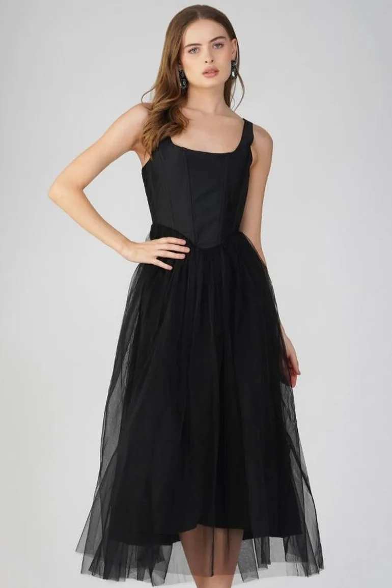 mesh midaxi dress boohoo Women's Mesh Mix Draped Midaxi Dress in Black