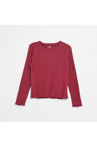 Ribbed knit T-shirt RED