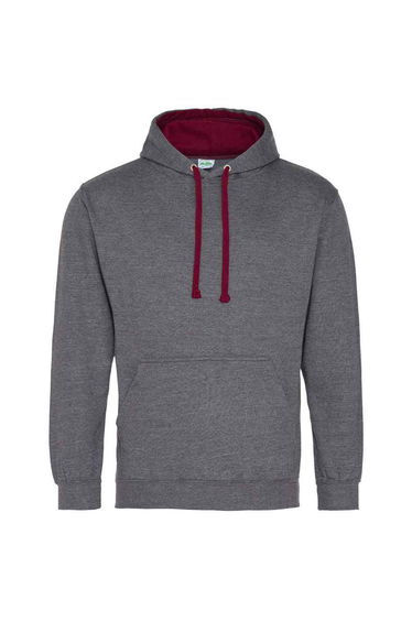 Awdis Womens/Ladies Varsity Hoodie - Charcoal/Burgundy