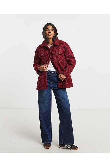 Burgundy Teddy Pocket Shacket