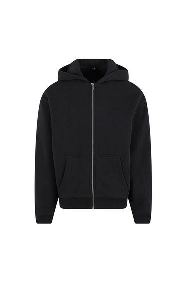 Build Your Brand Unisex Adult Fluffy Full Zip Hoodie - Black