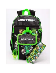 Minecraft Childrens/Kids Time To Mine Backpack Set - Black/Green - 2