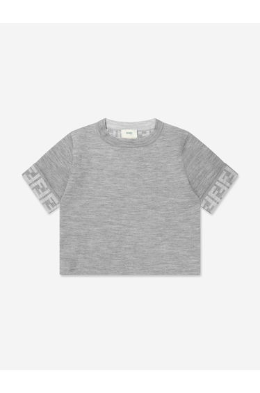 Girls Knitted FF Logo Jumper in Grey