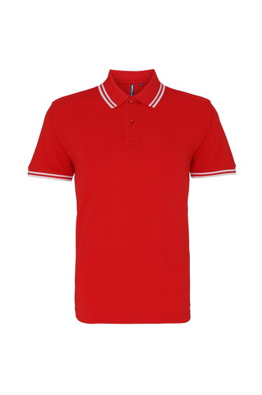 Asquith & Fox Mens Classic Fit Tipped Polo Shirt - Red/White