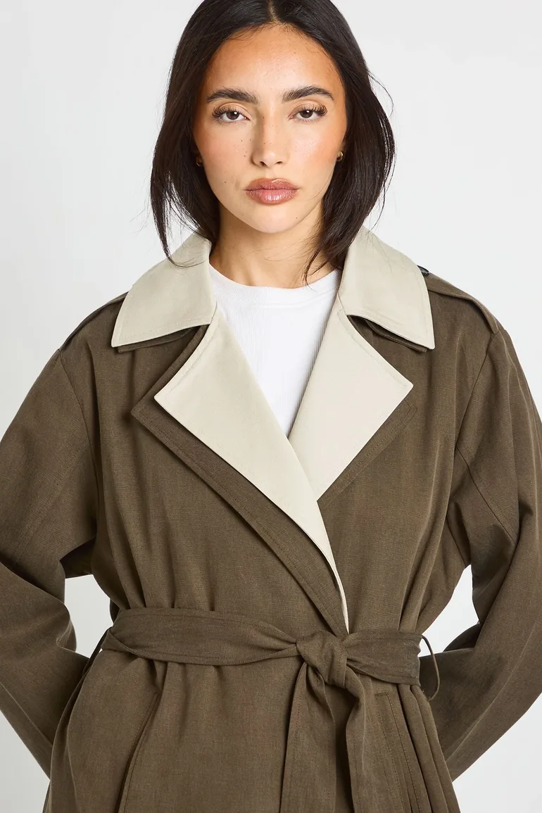 Double Layer Detail Longline Trench Coat - chocolate - 3