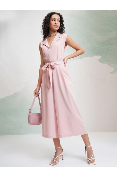 Solid Waist Tie Up Culotte Leg Jumpsuit