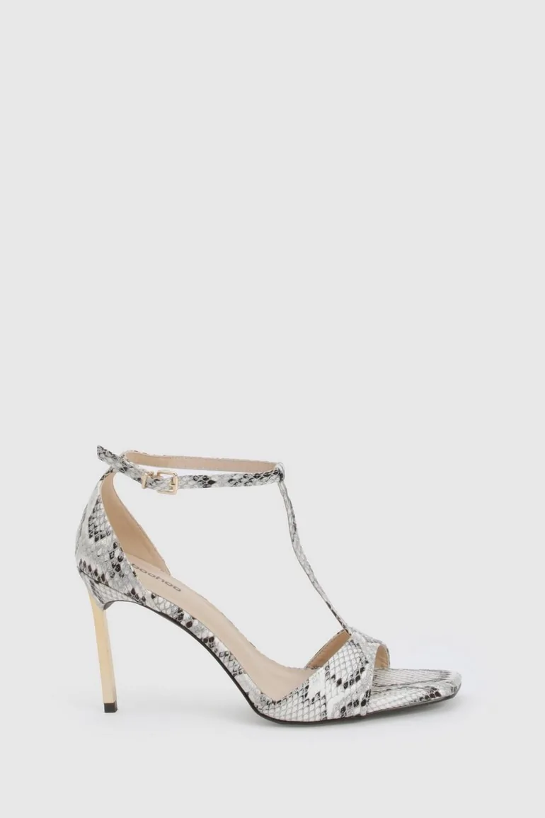 Snake Print T-Bar Detail 2 Part Heels - snake - 2
