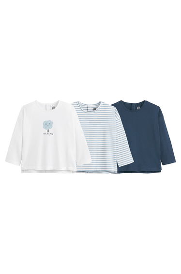 Pack of 3 T-Shirts in Cotton with Long Sleeves