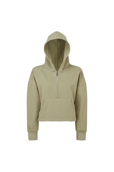 TriDri Womens/Ladies Half Zip Hoodie - Sage Green