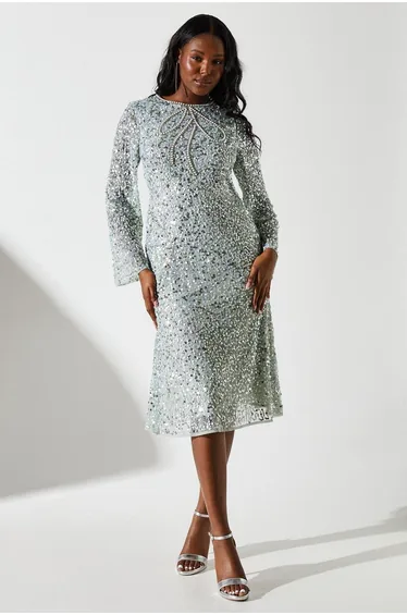 Bow Sequin Shift Dress