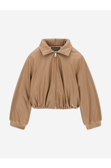 Guess Girls Padded Bomber Jacket in Brown