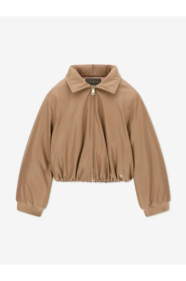 Guess Girls Padded Bomber Jacket in Brown