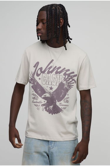 Regular Johnny Cash License Print T-shirt - stone