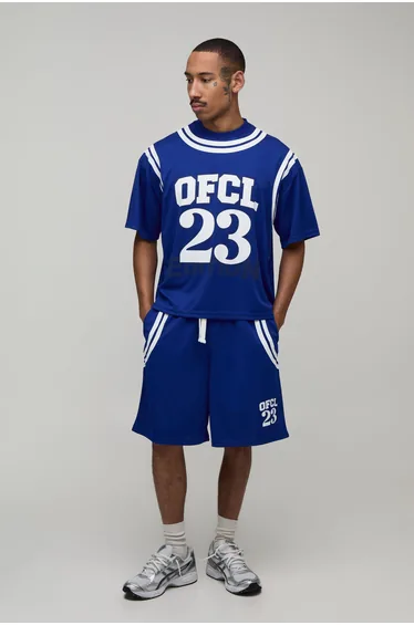 Oversized Boxy Mesh OFCL 23 Short Mesh Set - cobalt