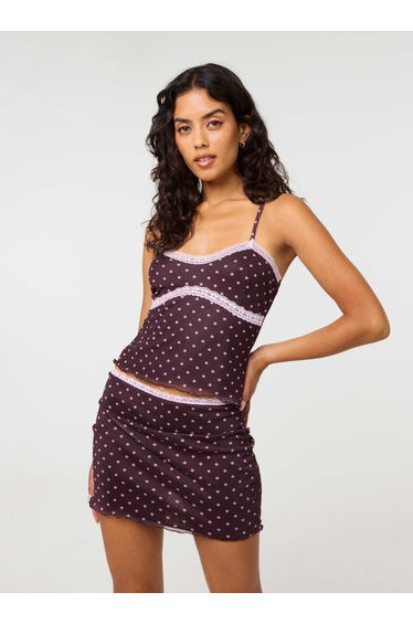 Polka Dot Lace Trim Cami