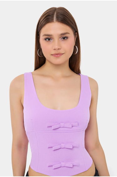 Sleeveless Bodycon Top with Bow Detail