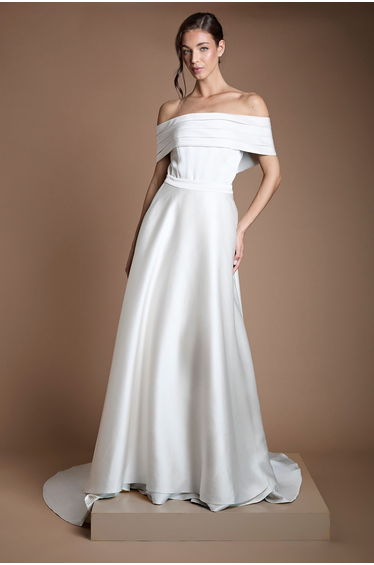 Structured Wrap Bridal Overskirt with Full Train
