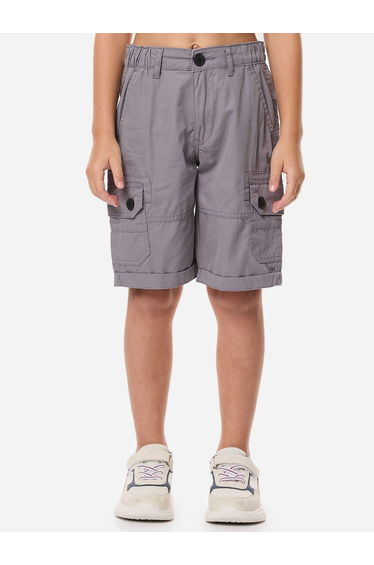Boys Solid Cargo Shorts with Belt Loops
