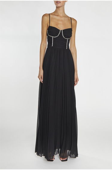 Elaina Black Diamante Trimmed Bust Maxi Dress