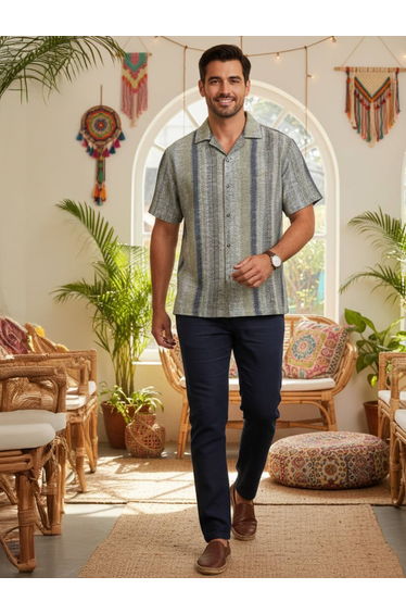 Men Striped Regular Fit Cotton Shirt