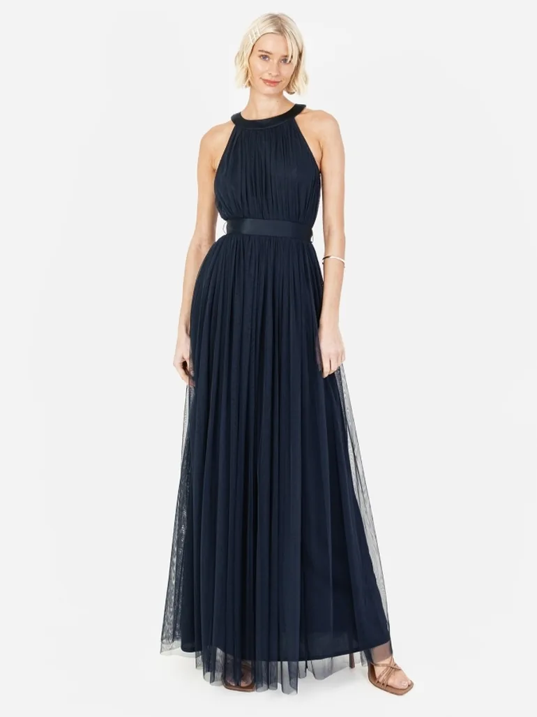 Shop Anaya with Love Recycled Navy Halter Neck Maxi Dress Online in Bahrain