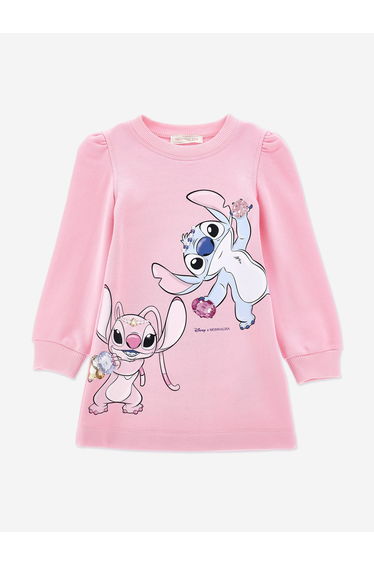 Girls Stitch and Angel Sweater Dress in Pink