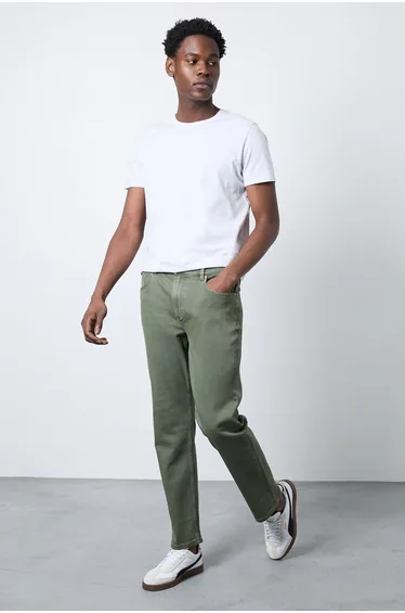 Khaki Straight Fit Jeans