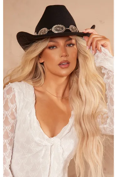 Black Chain Buckle Festival Cowboy Hat