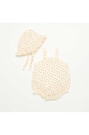 2-piece set - romper + hat BEIGE