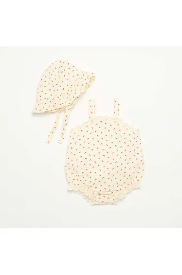 2-piece set - romper + hat BEIGE