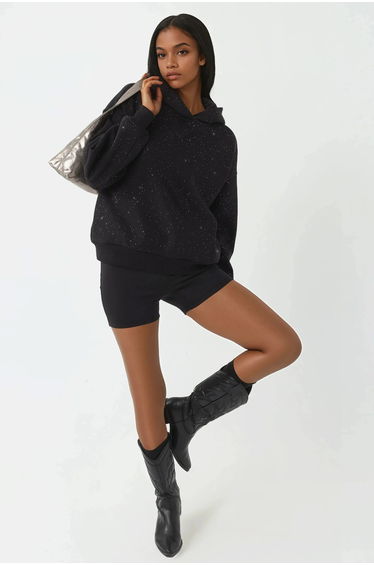 Sequin Detailed Hooded Sweatshirt