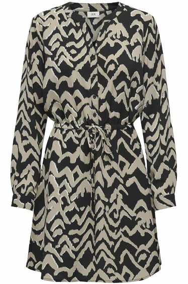 Graphic Print Mini Dress with Long Sleeves
