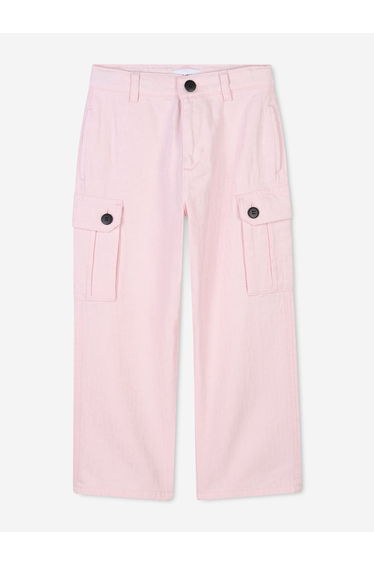 Girls Jacquard Logo Cargo Trousers in Pink