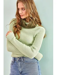 Women's Faux Fur Hooded Knitwear Sweater - 6