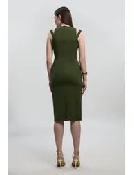 فستان كارين ميلين أخضر ميدي بقصة مستقيمة - 1