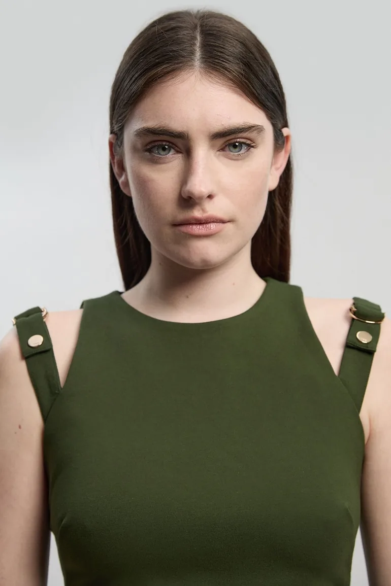 فستان كارين ميلين أخضر ميدي بقصة مستقيمة - 2