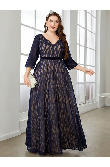 Leely Plus Women's Elegant V Neck Party Dresses