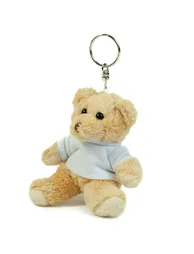 Mumbles Teddy Bear Keyring - Light Brown/White