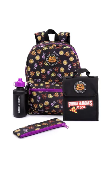Five Nights At Freddys Backpack Set - Black/Purple