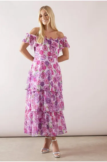 Petite Off-Shoulder Tiered Midaxi Dress