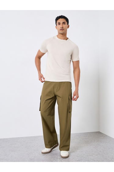 Men Olive Baggy Cargo Pants