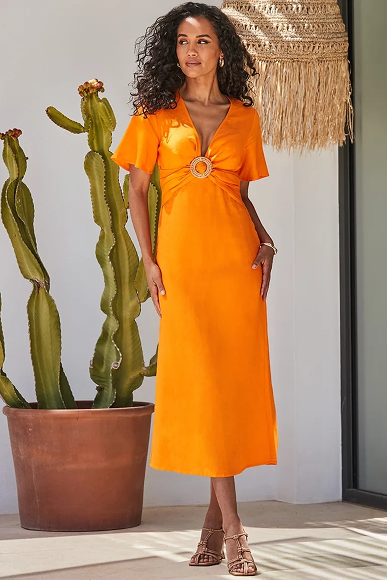 linen occasion dresses White Royal Toscana Linen Dress