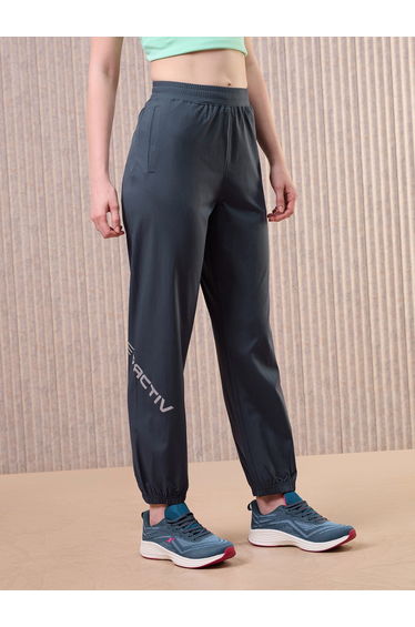 Women Grey Solid 2-Way Stretch Joggers