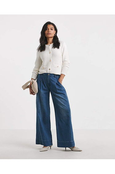 Drape Wide Leg Jeans- Authentic Mid Blue