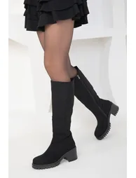 Black Suede Women's Boots - 3