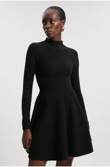 Viscose Blend Full Circle Knit Mini Dress