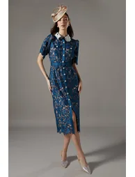 Lace Shirt Dress Contrast Colour