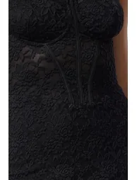 فستان محبوك دانتيل ضيق مبطن - أسود - 5