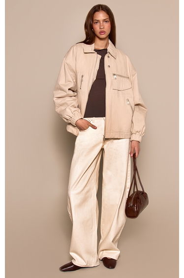 Ecru Twill Oversized Jacket